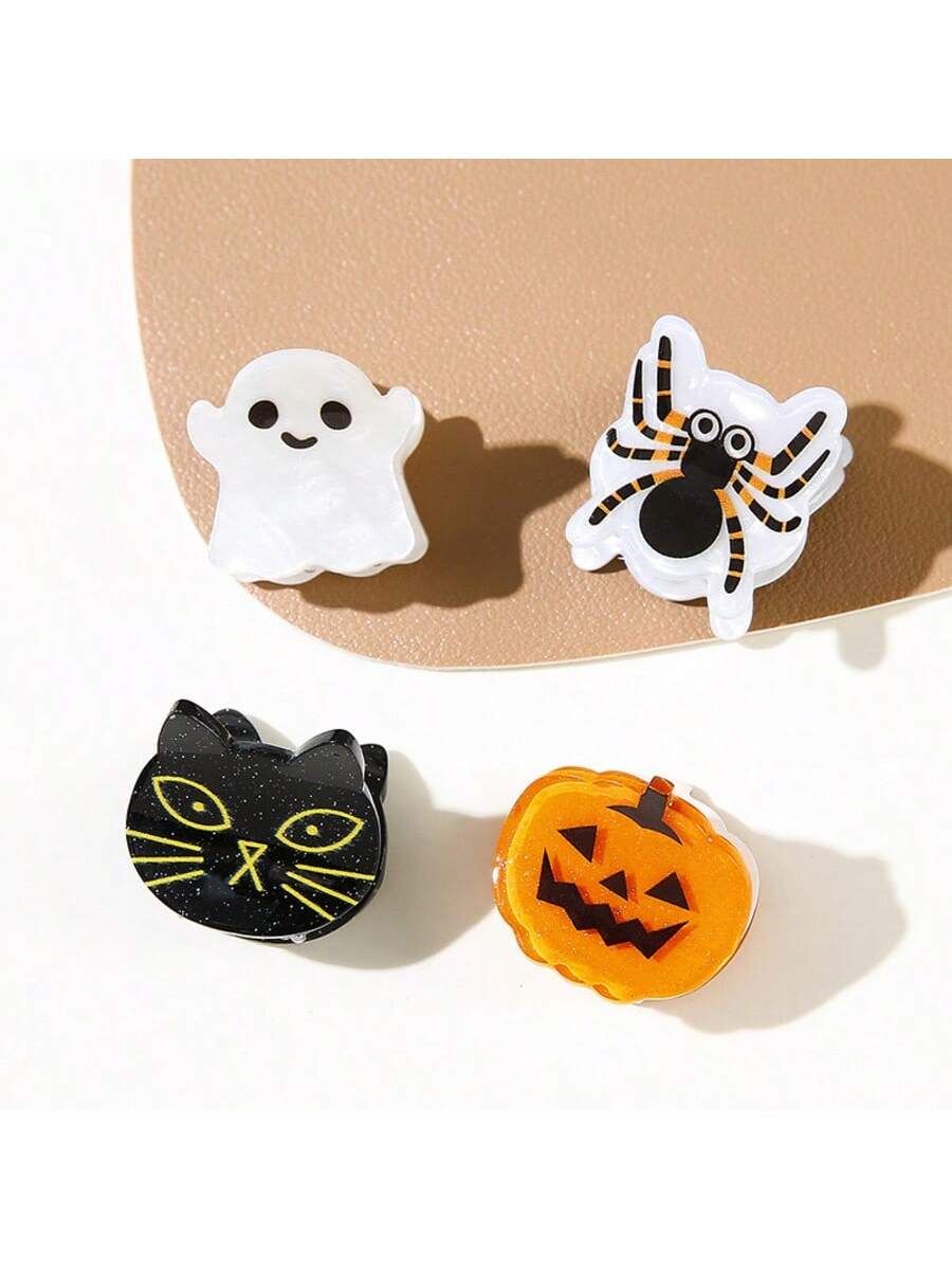 1pc Halloween Funny Pumpkin, Cat, Bat, Ghost, Skull Hair Clips, Unique & Mini Hair Accessories Beauty Claw Clips Cute Hair Claw