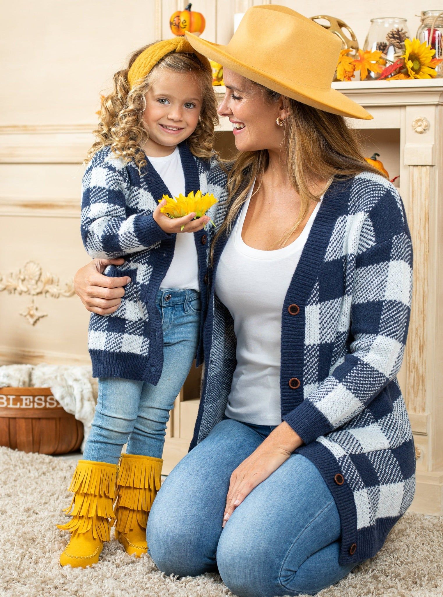 Mommy And Me Cardigans | Plaid Oversized Cardigan | Mia Belle Girls