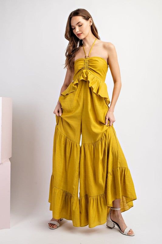 Running to you flowy romper - S / MUSTARD