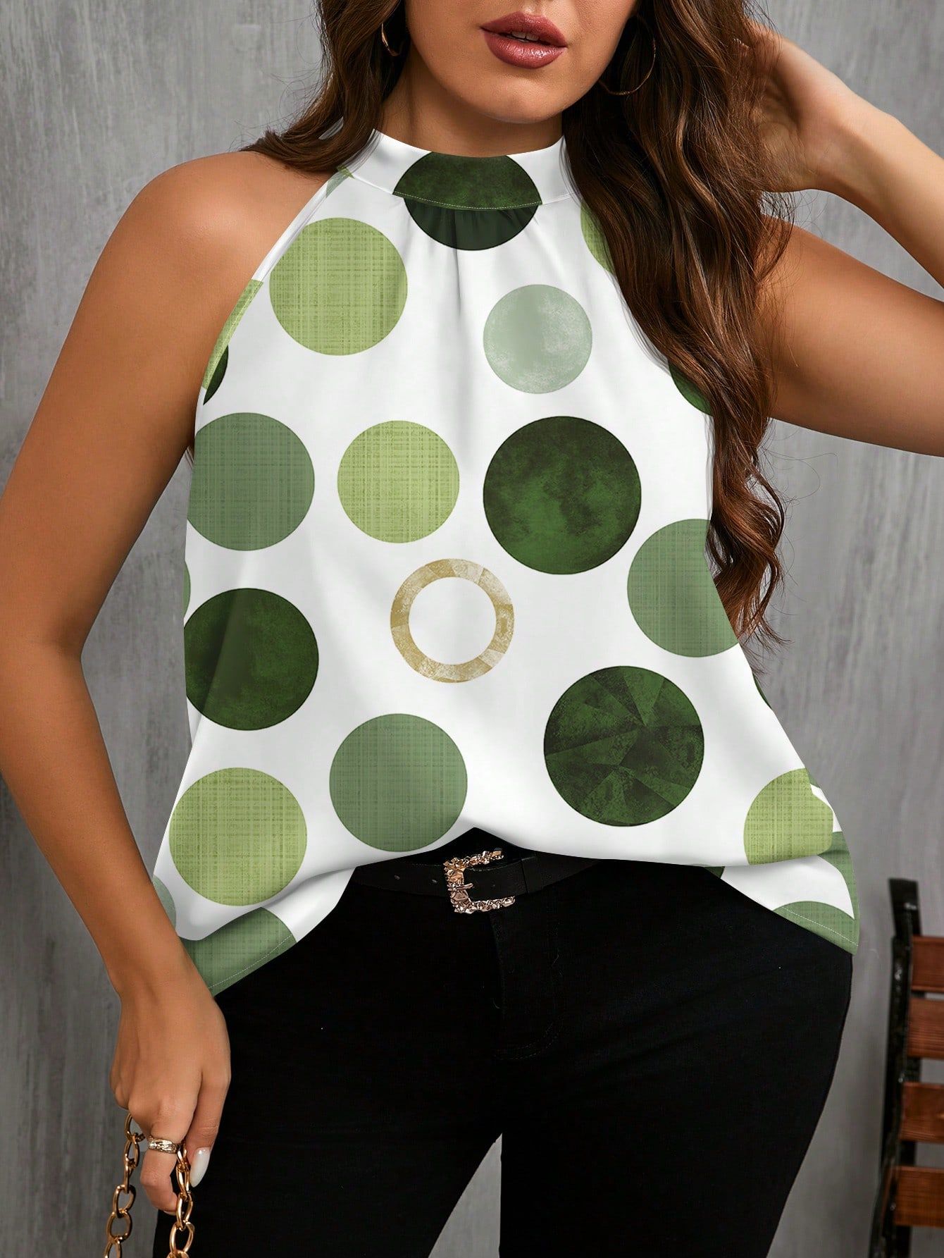 Plus Size Women Polka Dot Print Casual Loose Shirt, Suitable For Summer Mother's Day Gift Vcay Summer Outfits Women Summer Clothing Woman S Summer Clothes Tops For Women Summer