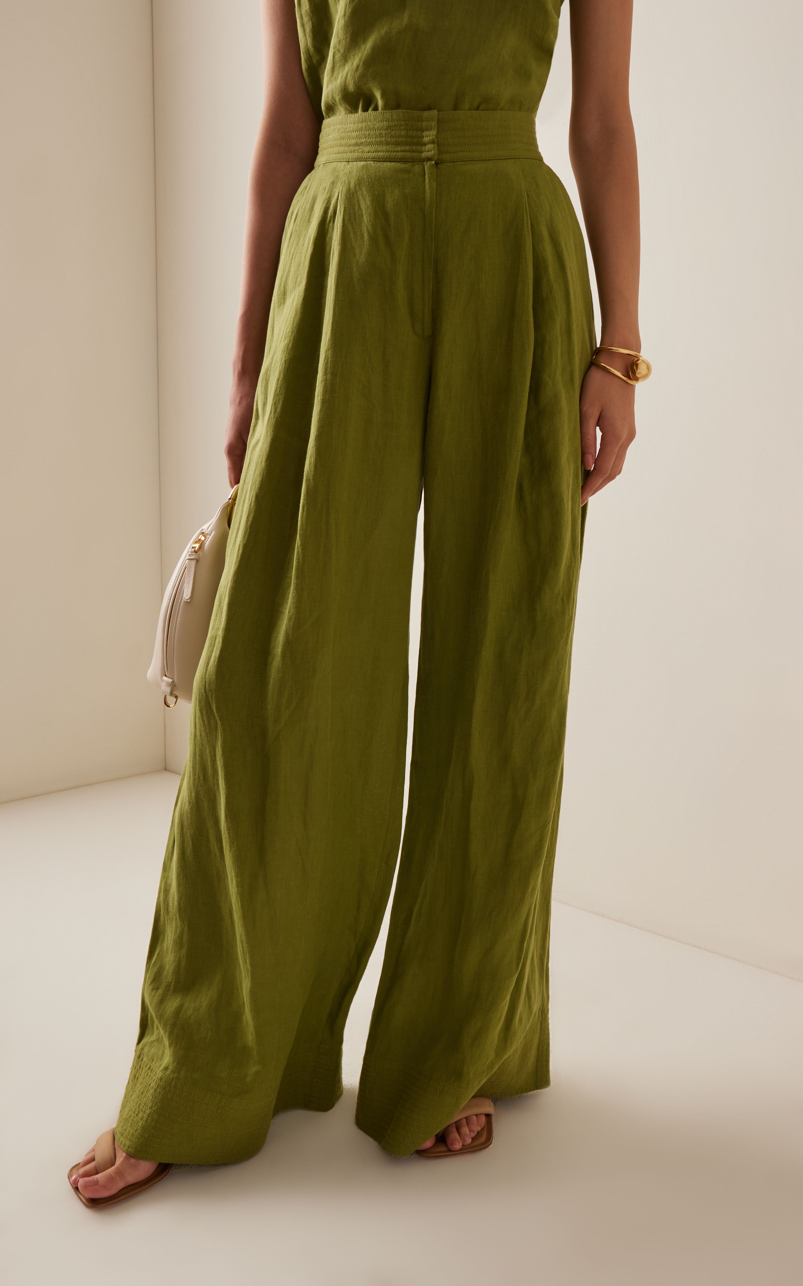 Elegant Hablale De Ti Pleated Linen Wide-Leg Pants 2025