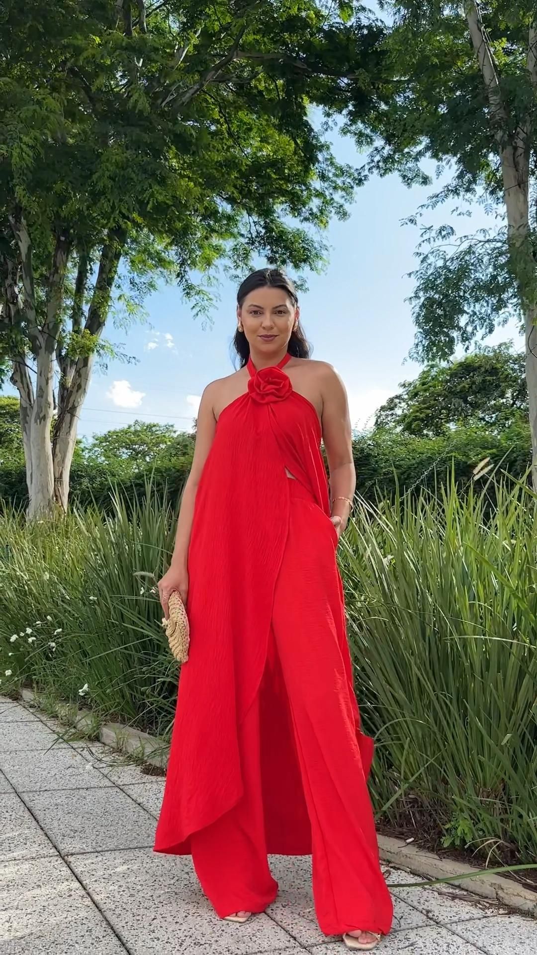 Conjunto Túnica + Calça Cleo Vermelho