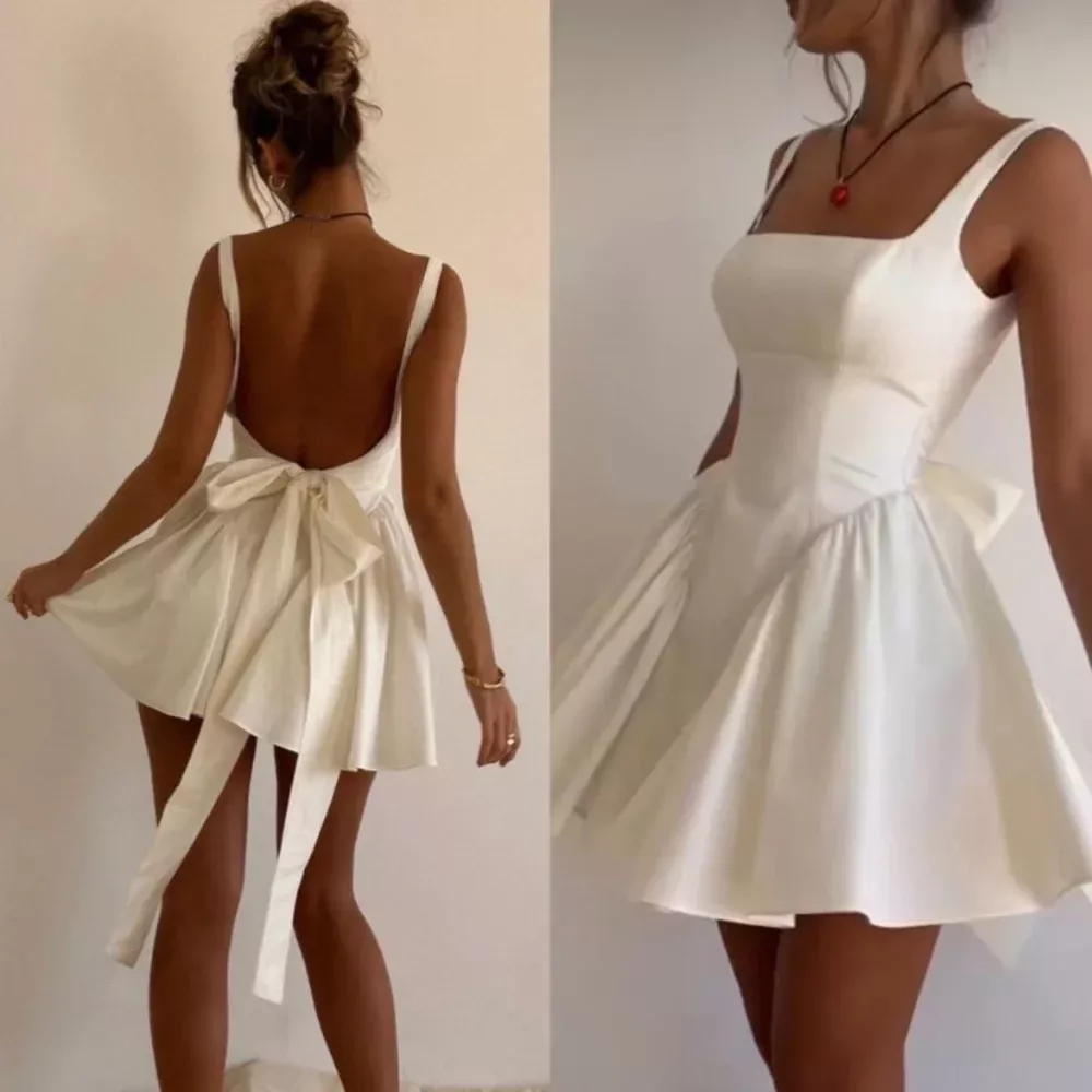 House Of Cb Dresses | House Of Cb 'Florianne' Ivory Bow Mini Dress Nwot Size M | Color: Cream/White | Size: M