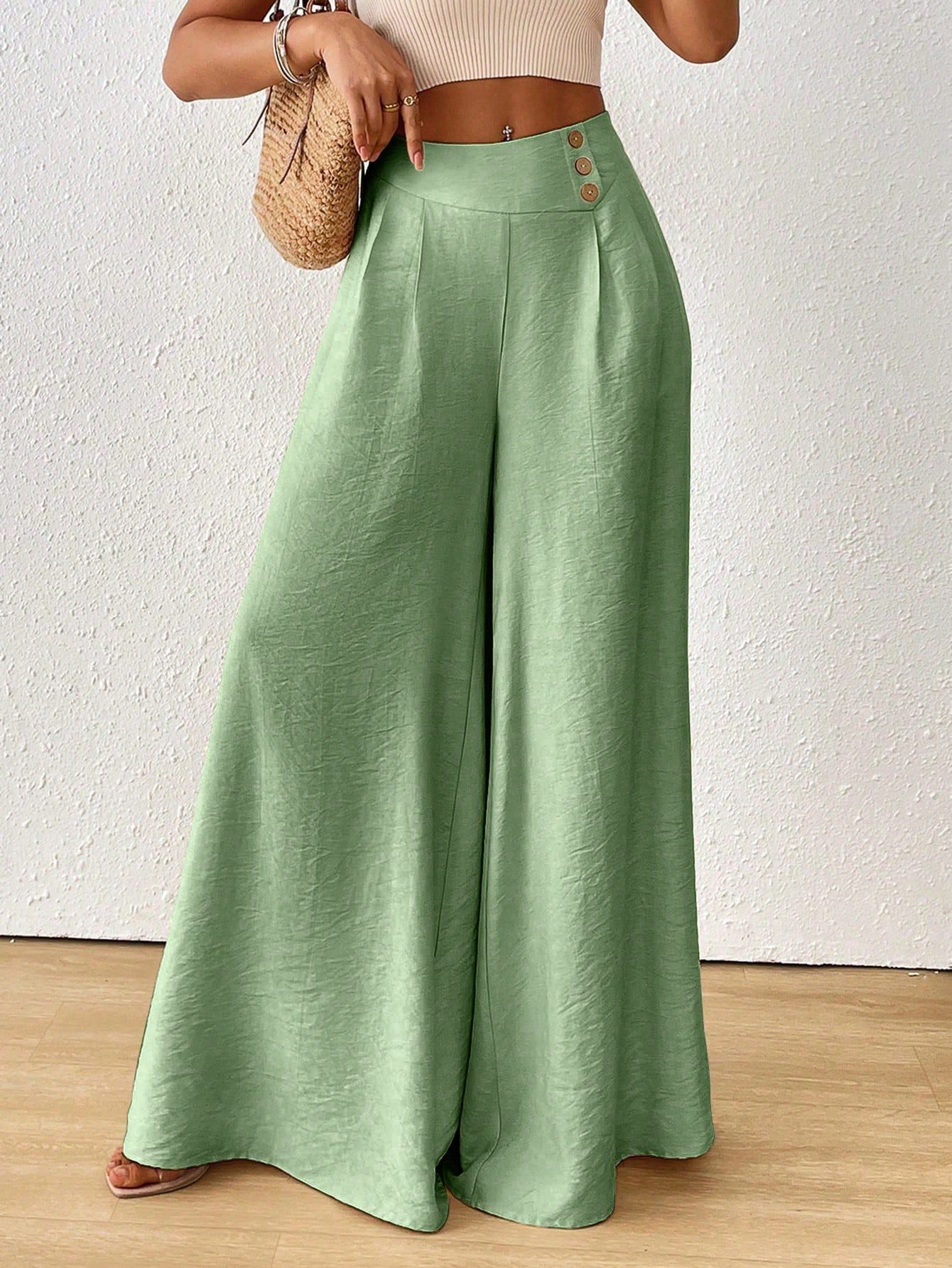 Women's Solid Color Pleated Wide Leg Loose Casual Pants